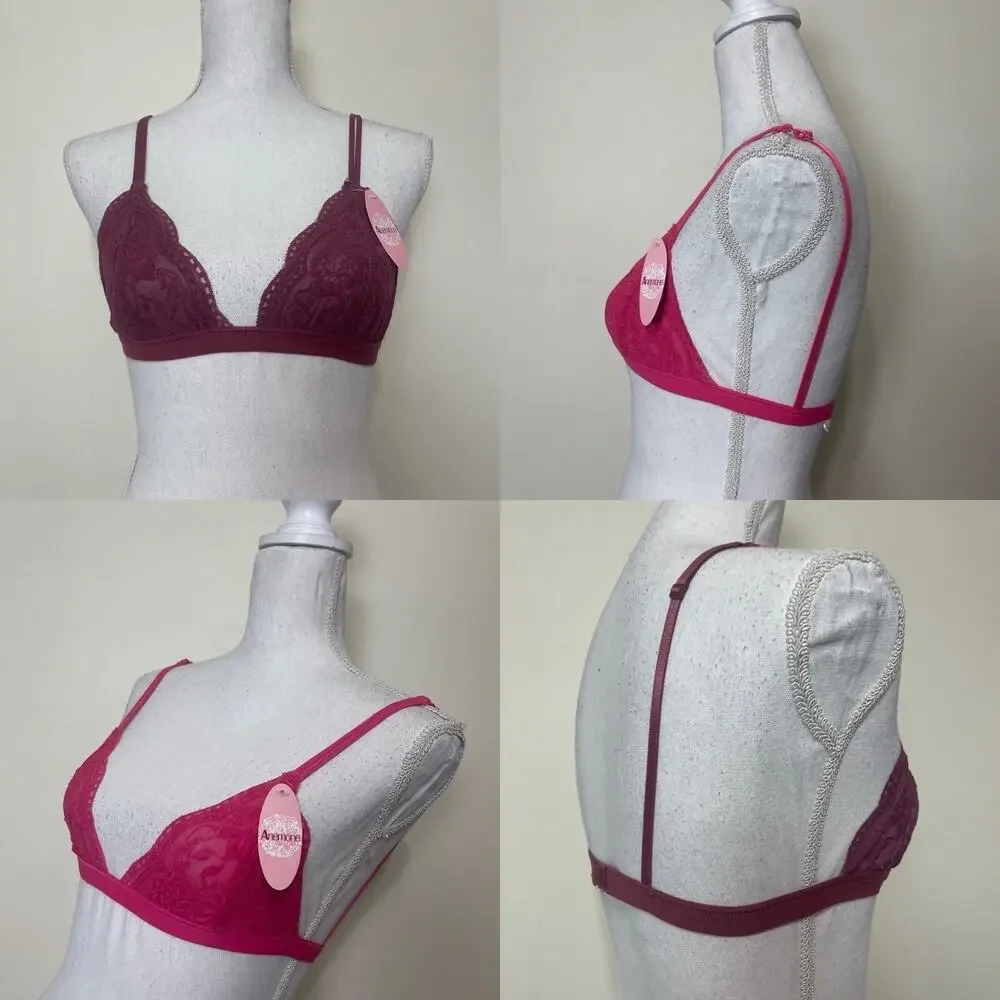 3-pack Women Lace Bralette Sexy‎ Bra Floral Lingerie Night Top Triangle M/L